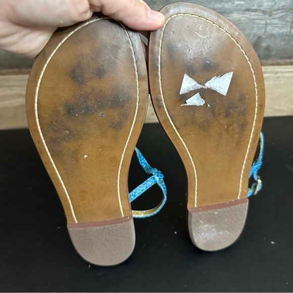 Sam Edelman BlueThong Sandals Flats 8 Gigi T-Strap Turquoise Sling Back Summer - Picture 7 of 9